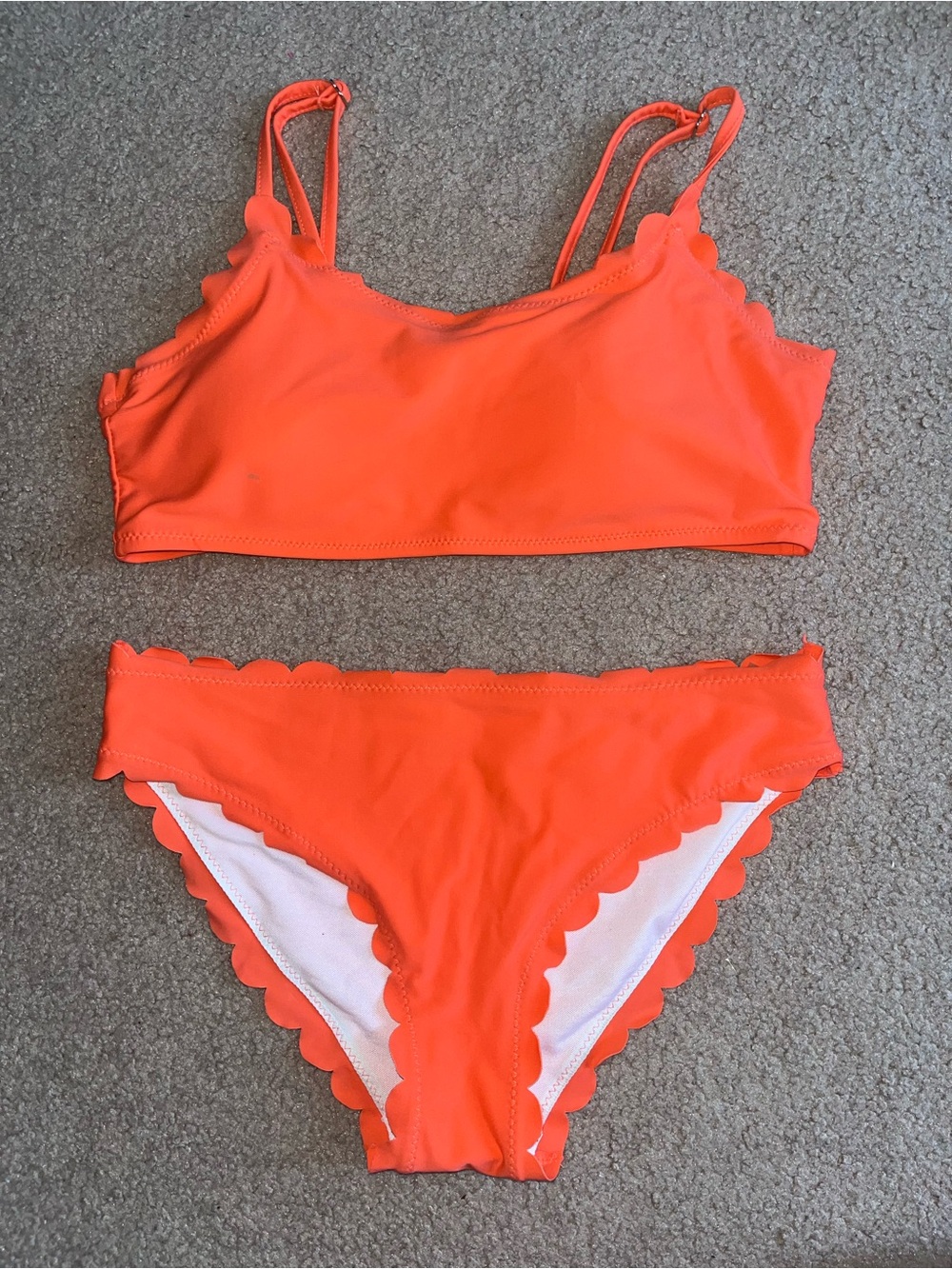 Amazon Orange Scalloped Edge Bikini Set